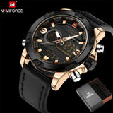 NAVIFORCE Leather Quartz Watch Men's Sport Wristwatch