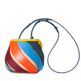 PU Leather Handbag Colorful Stripes  Women Fashion Designer Top-handle Purse Cross body Shoulder Bags