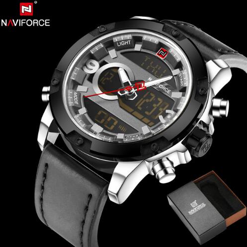 NAVIFORCE Leather Quartz Watch Men's Sport Wristwatch