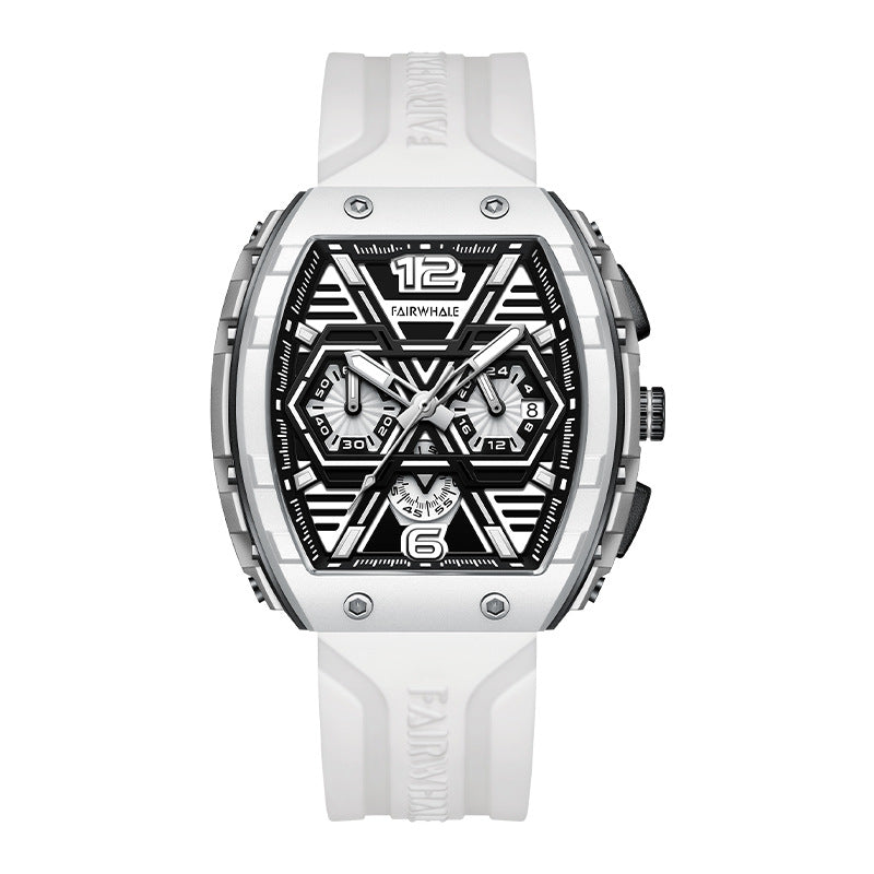 Men's multi-functional cool three eye shaking sonic explosive casual quartz wristwatch