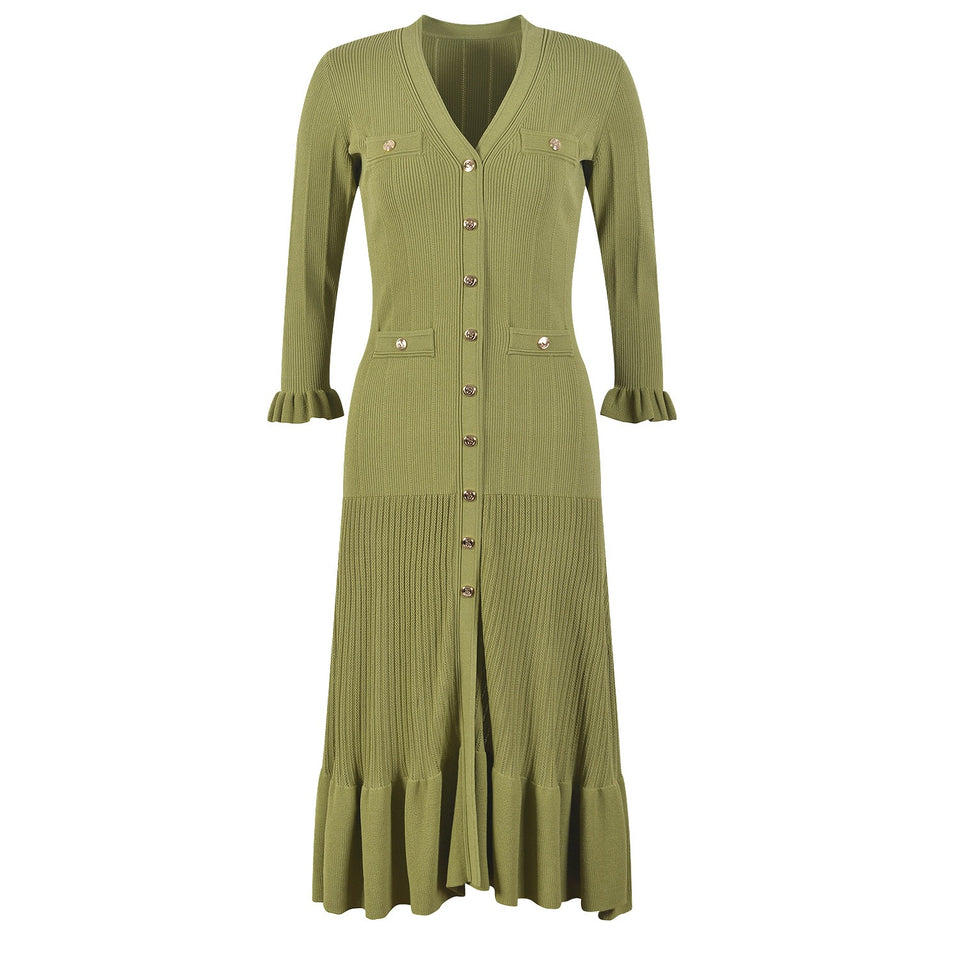 Green Knitted Sweater Dresses for Women