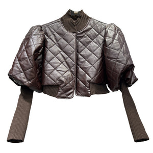 Versatile Knitted Leather Jacket for Women