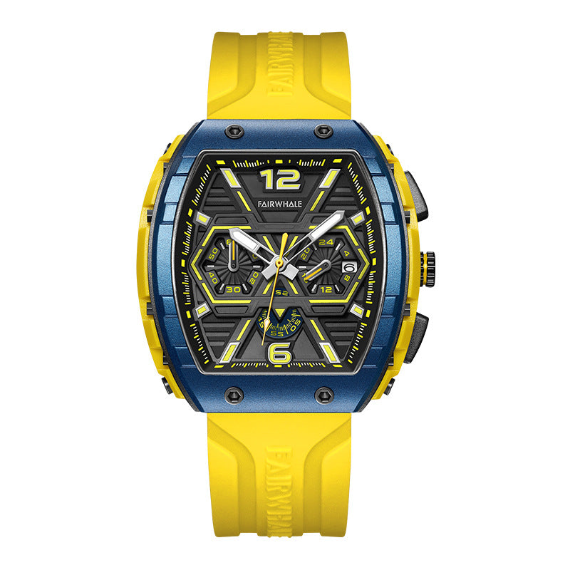 Men's multi-functional cool three eye shaking sonic explosive casual quartz wristwatch