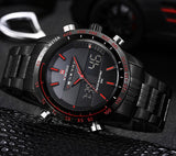 NAVIFORCE Stainless Steel Quartz Watch Men Digital LED Sports Wristwatch